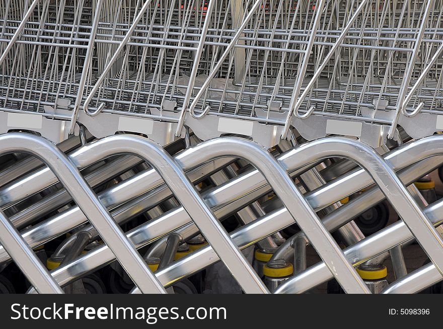 Supermarket Trolley cold steel background