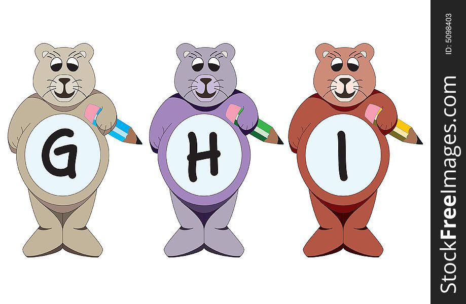 Alphabet bears are holding the letters. Alphabet bears are holding the letters