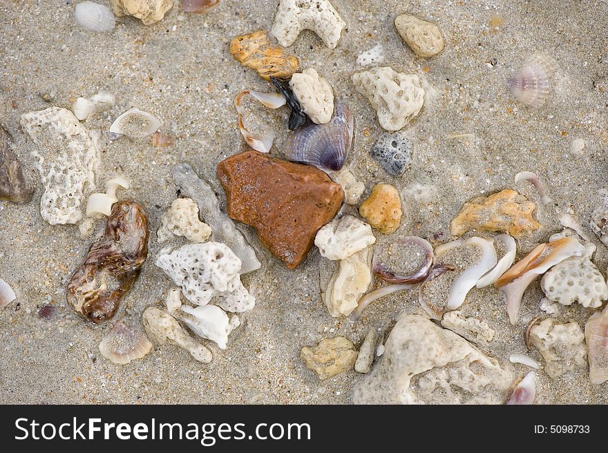 Background of sea sand and stones