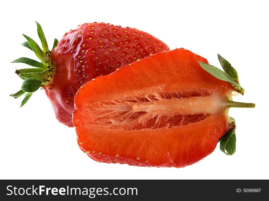 Frash strawberries isolated on white background.