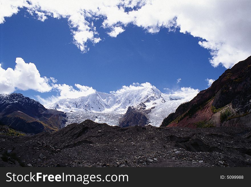 It is snow mountain in Tibet of China.