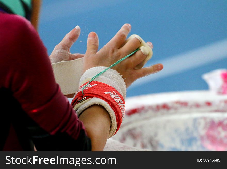 Hands of gymnasts