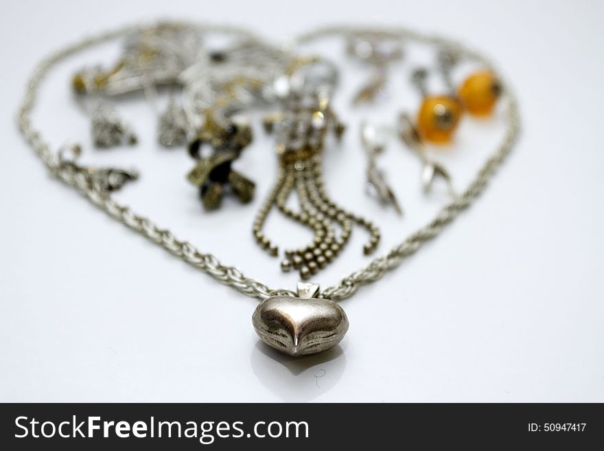 Silver Jewelery heart shape.