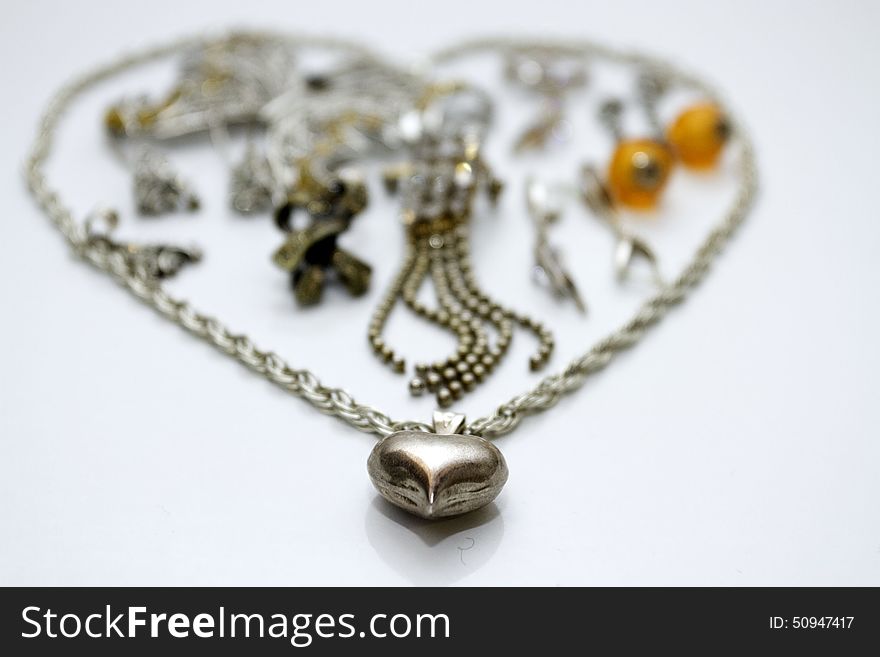 Silver Jewelery Heart Shape.