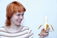 Girl With Banana Royalty Free Stock Photography