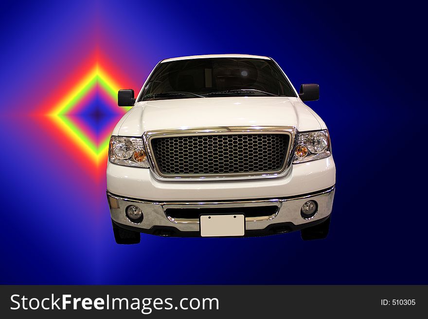 SUV front view on gradient rainbow/blue background. SUV front view on gradient rainbow/blue background