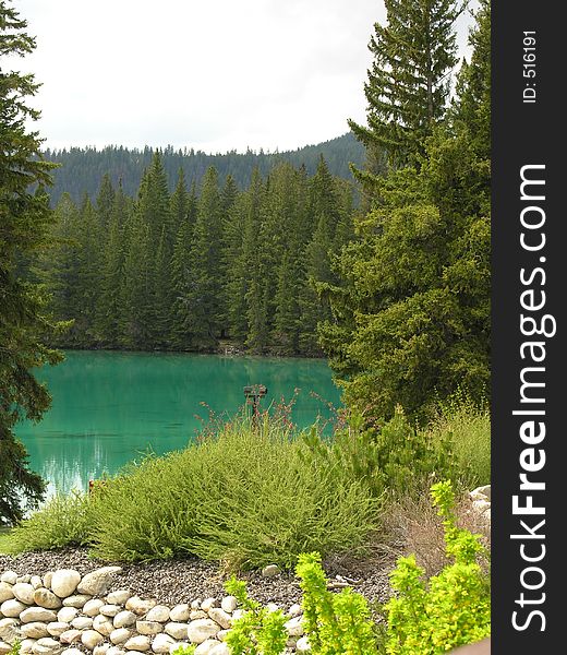 A lake in the rocky mountains. A lake in the rocky mountains