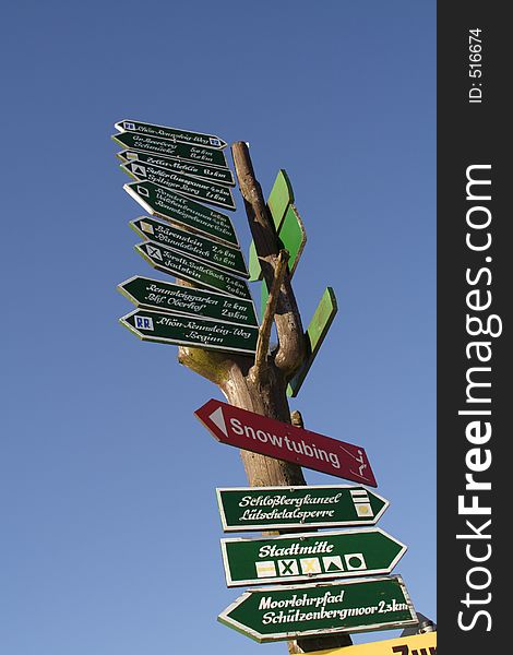 Signpost in Oberhof, East Germany. Signpost in Oberhof, East Germany