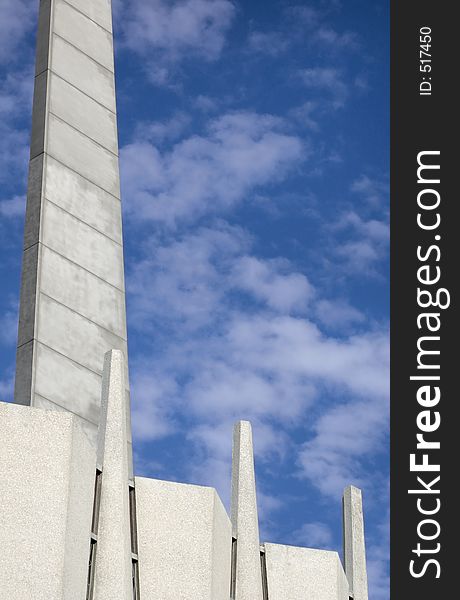 Church spire against blue sky. Church spire against blue sky