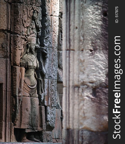 Apsara dancer in temple at Angkor, Cambodia