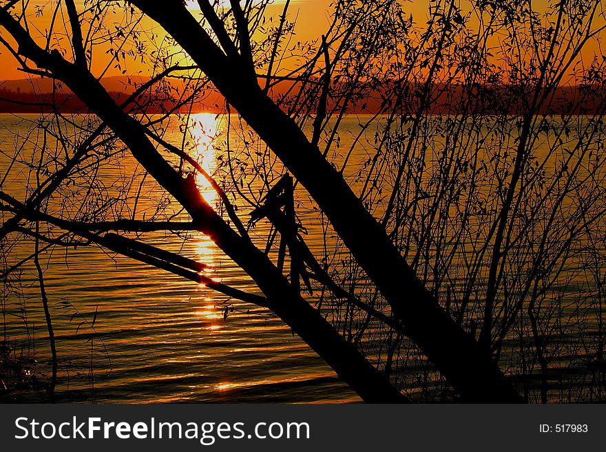 Autumnal sunset on the lago. Autumnal sunset on the lago