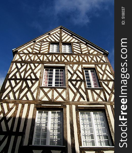 Typical rural french house facade in famous Chartres city