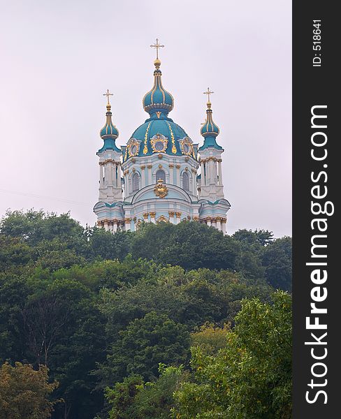 St.Andrey church, Kiev, Ukraine. Evening, overcast