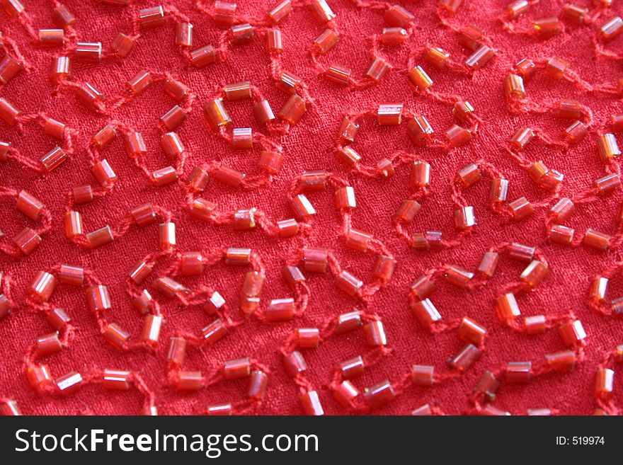 Red Beaded Fabric