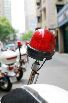 Police Motorcycle Light Stock Photography