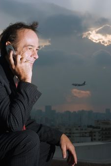 Businessman On Cell Phone Royalty Free Stock Photography