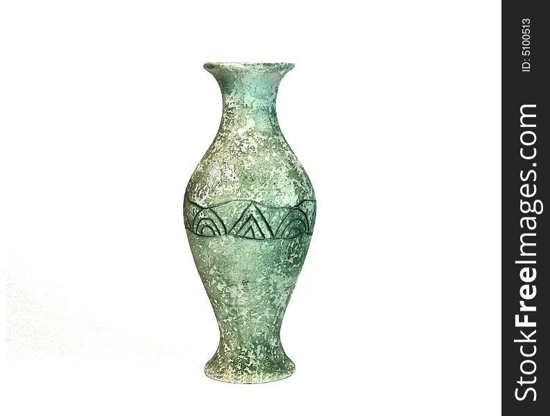 Old antique vase with figure close up (isolated)