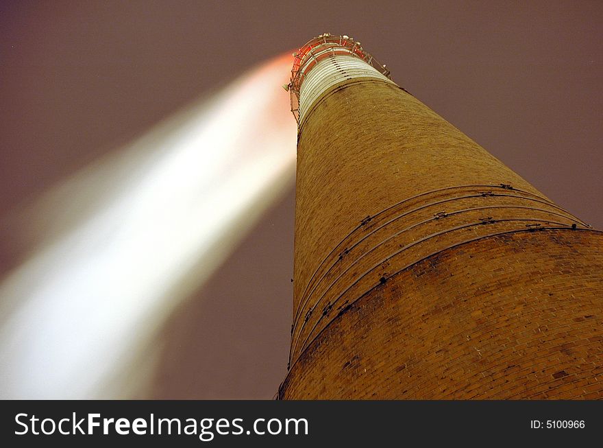 Old brick chimney of a thermal power plant