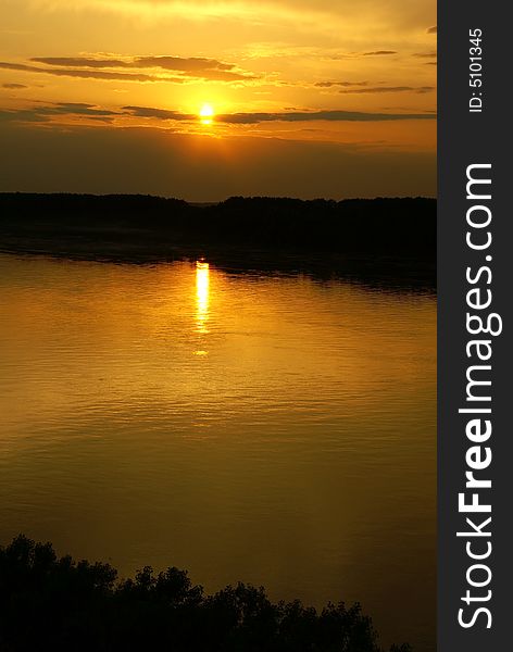 Sunset on the Danube river