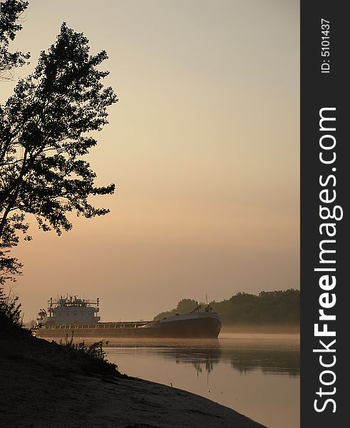 Foggy morning on the river. Foggy morning on the river