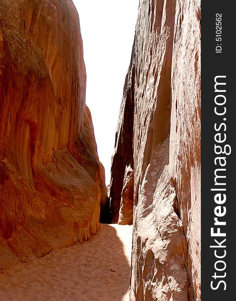 Slot canyon in Moab, Arches National Park
