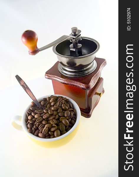 Coffee Grinder and Cup