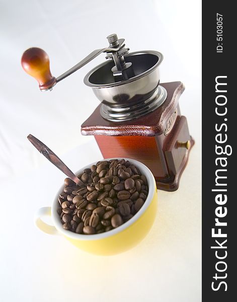 Coffee Grinder and Cup
