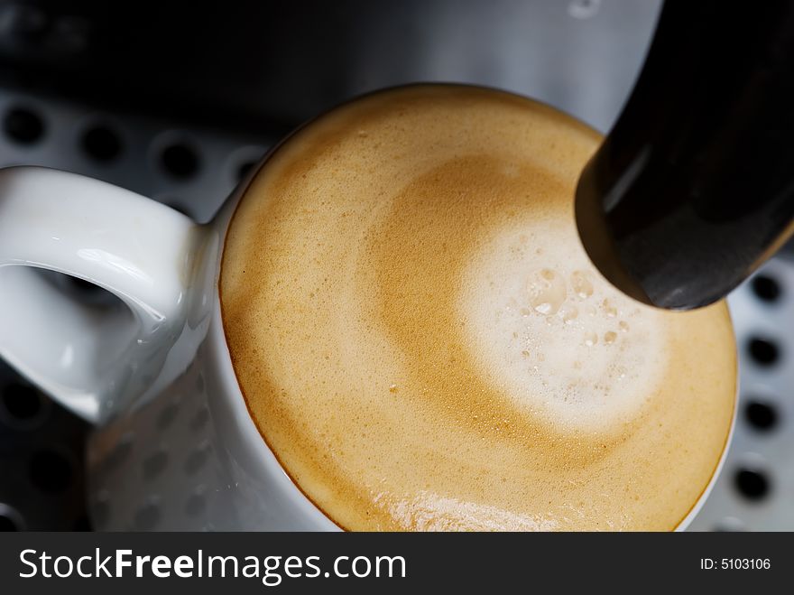 Close up of a hot cup of coffee