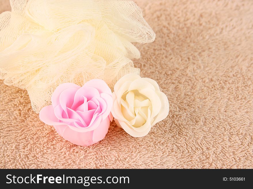 Pink and white flowers made out of Soap. Pink and white flowers made out of Soap