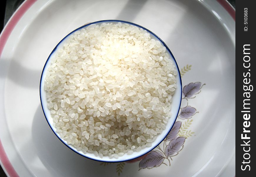 Top view for a bowl of rice