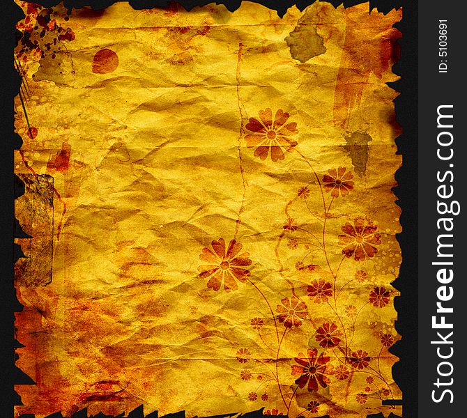 Grunge background with floral, stains, 
splatter. Grunge background with floral, stains, 
splatter