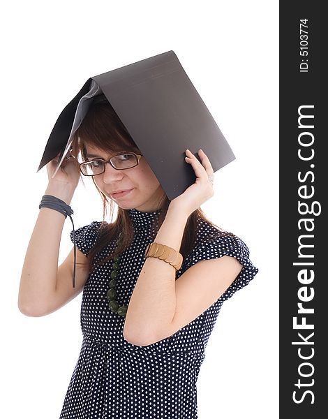 The young secretary isolated on a white background