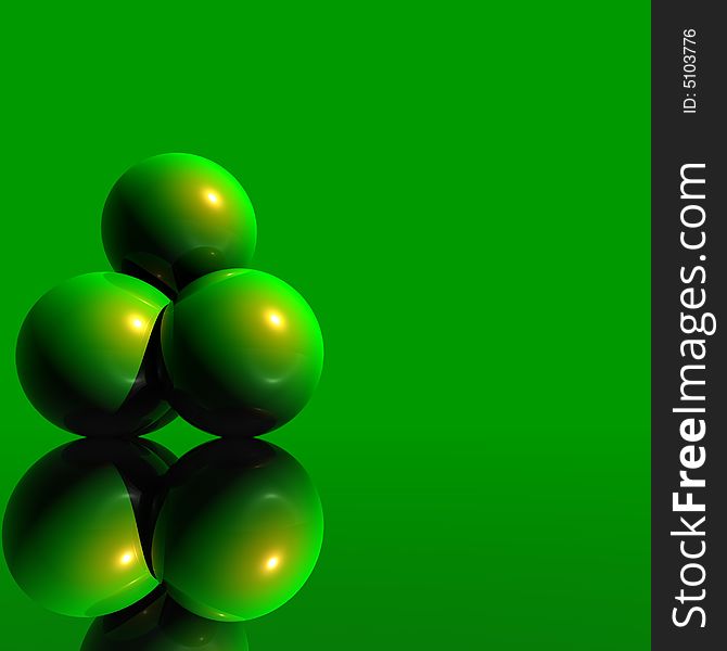 3D Logo Objects Green Balls