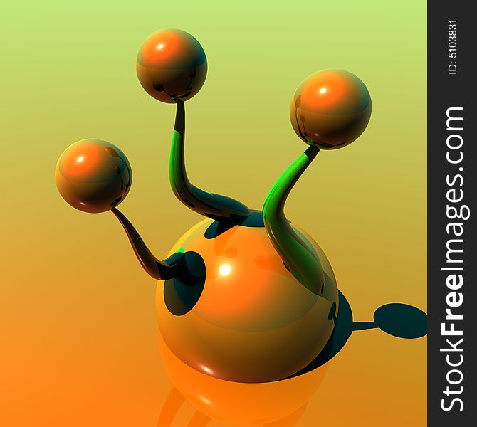 3D Presentation Graphic Form Orange and Green. 3D Presentation Graphic Form Orange and Green