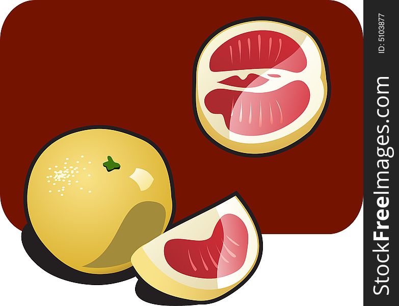 Color illustration of a grapefruit. Part of my vector fruit Collection. The vector file is in AI-EPS8 format.