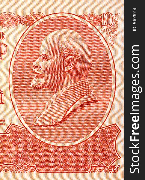 Portrait of Lenin on soviet currency, abstract money background