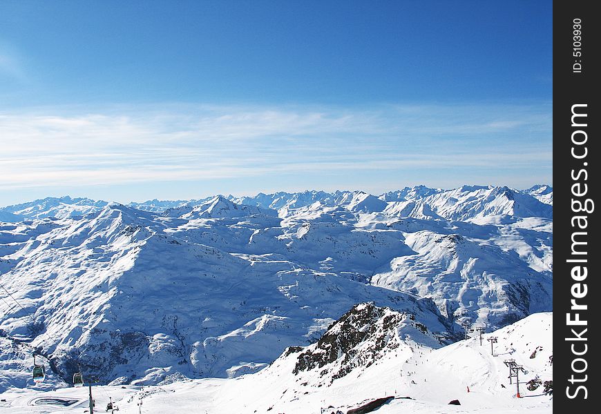 Alps and Mont Blanc in the snow