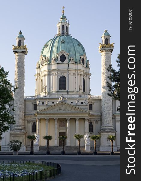 Charles Church, Vienna, is a famous baroque church and landmark in Vienna
