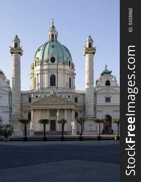 Charles Church, Vienna, is a famous baroque church and landmark in Vienna