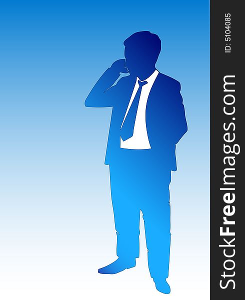 Vector illustration of a isolated silhouette of a man talking on the phone. Vector illustration of a isolated silhouette of a man talking on the phone