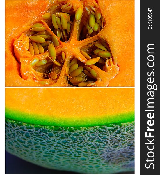 A textured picture of a cantaloupe