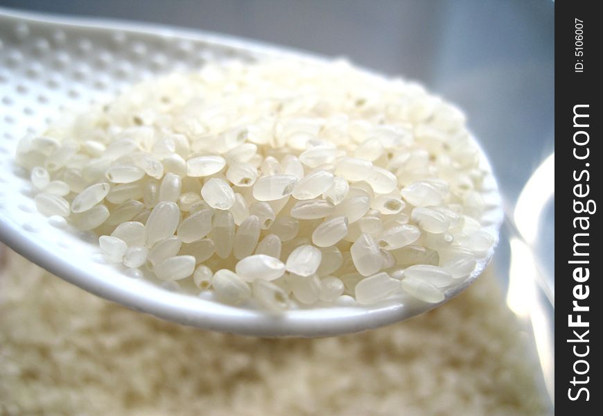 Close up for a spoon of rice