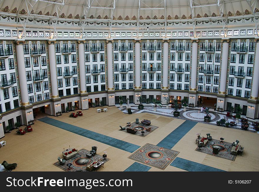 Historic atrium entrance in a grand resort. Historic atrium entrance in a grand resort