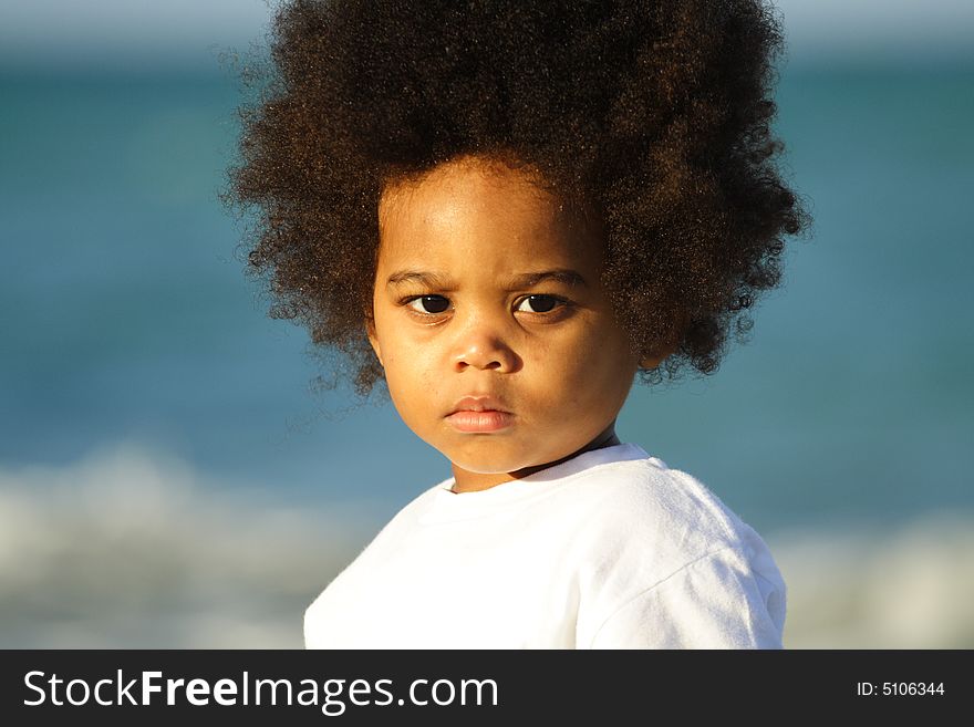 Adorable young child with blurry background.