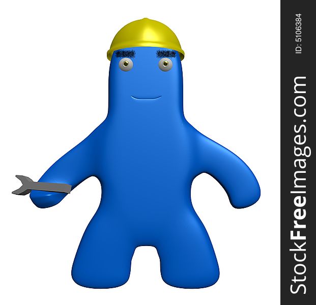 A 3D cartoon blue guy with a hardhat and wrench, gret for an under constuction web page. A 3D cartoon blue guy with a hardhat and wrench, gret for an under constuction web page.