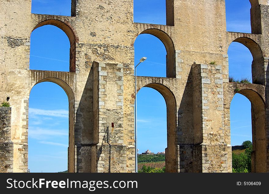 Aqueduct  In Old City Of Elvas.