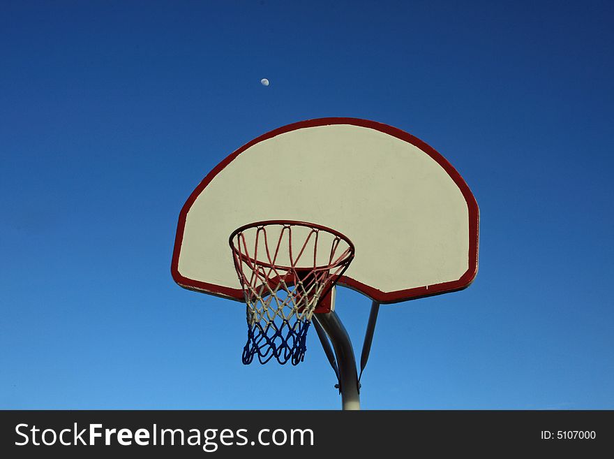 Basketball backboard and moon