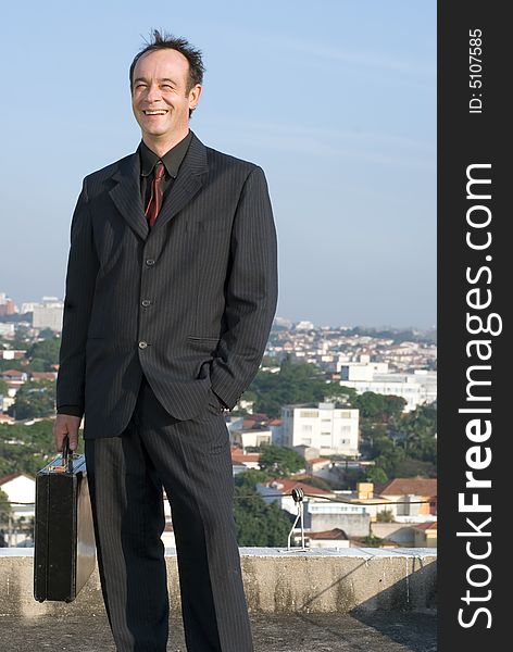 Businessman on Rooftop