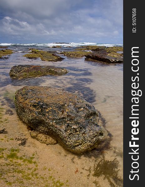 Beautiful beach and formations of colourful large stones. Victoria, South Australia. Beautiful beach and formations of colourful large stones. Victoria, South Australia.