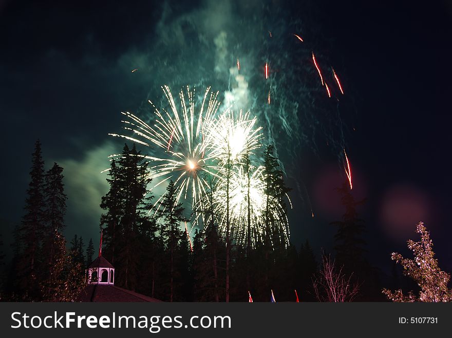 Firework in Banff Town on Canada Day